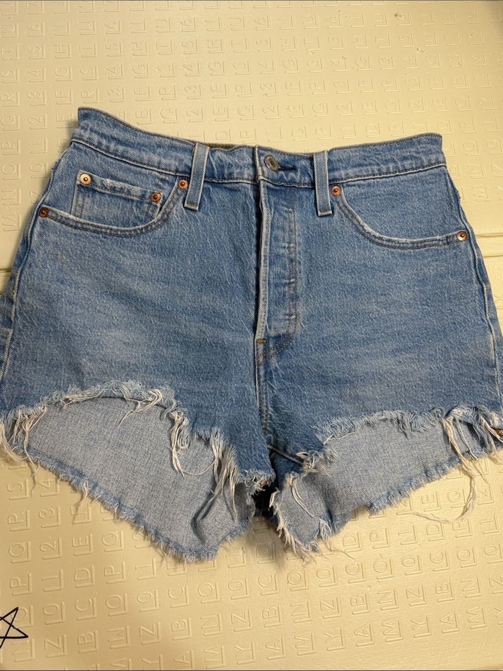 Levi's Light Blue Distressed Denim Cutoff Shorts